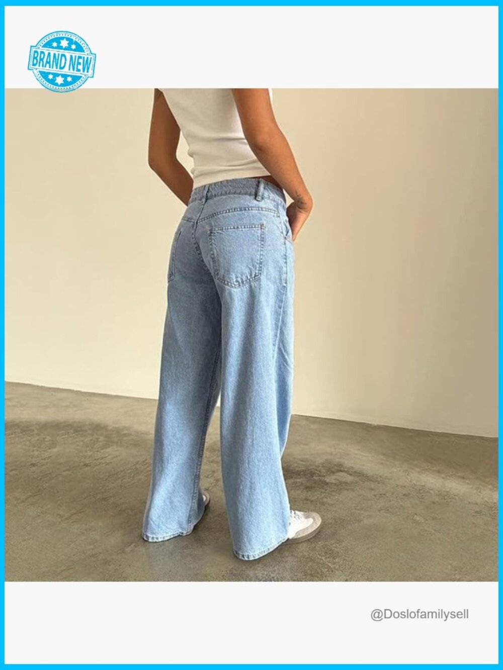 Wide Leg Low Rise Boyfriend Jeans Loose Fit Y2K Vintage Denim Pants - Picture 4 of 7